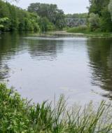 Річка Ворскла в районі залізничного мосту на Дублянщині.