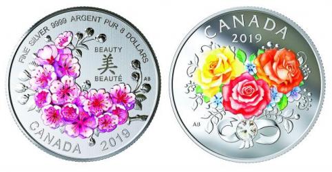 Колекційні монети, ескізи яких зробила  Анна Шинлова-Буччіареллі на замовлення Канадського монетного двору.
