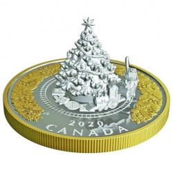Монета з різдвяною ялинкою та поїздом  із подарунками за ескізом Анни Шинлової-Буччіареллі.